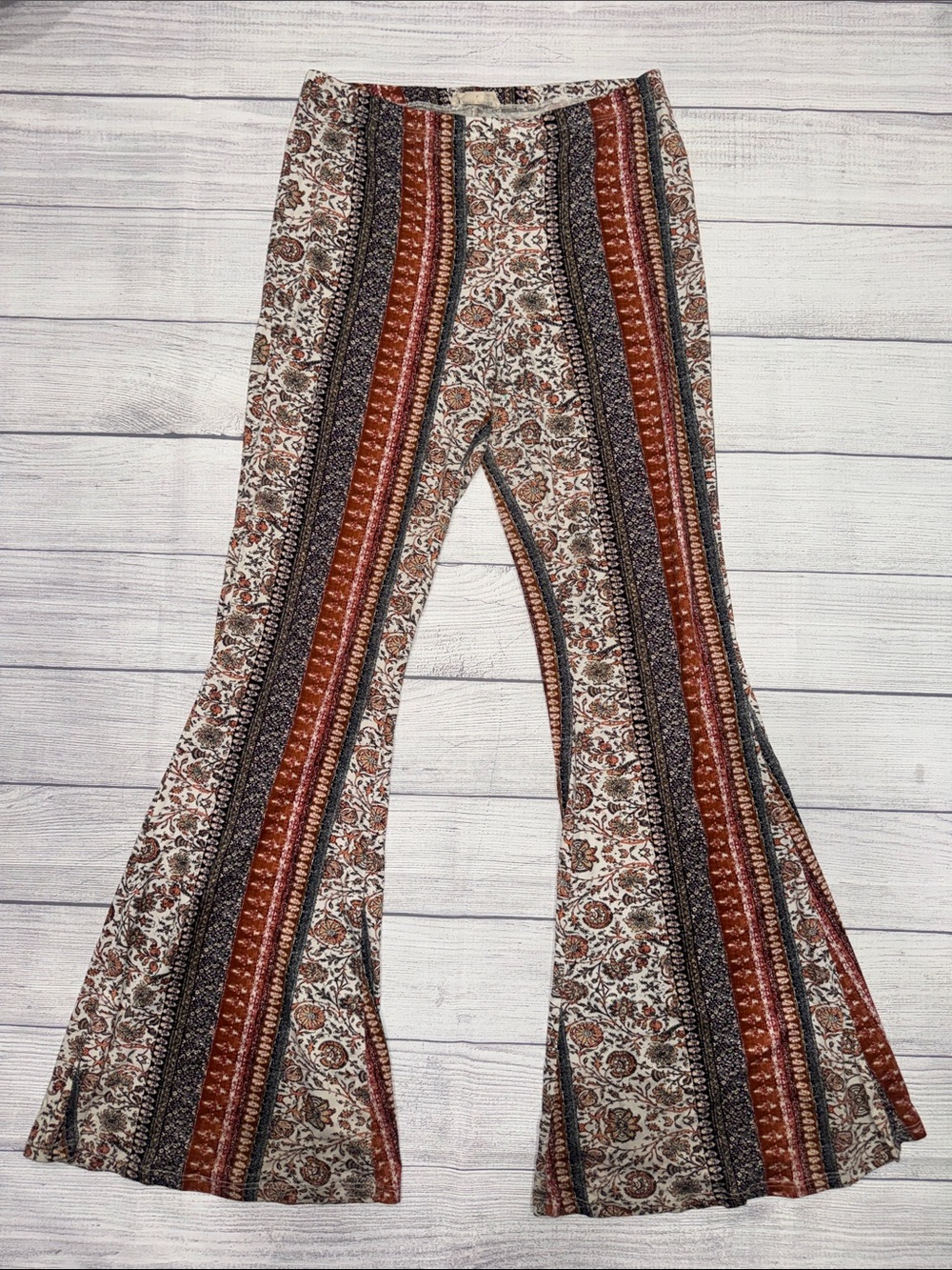 Bear Dance Rust & Cream Boho Stripe Flare Pants